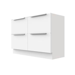 Stein 1200 x 450 x 810mm White Select Floor Standing Silver Integrated Handle Vanity - Cabinet Only  