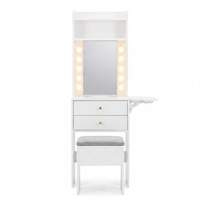 Levede  Dressing Table Stool Dressing Vanity Desk Mirror LED Charging Station
