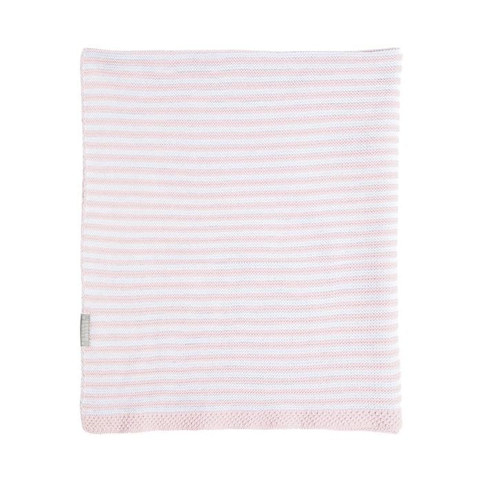 Living Textiles 100% Cotton Knit Stripe Blanket - Blush/white