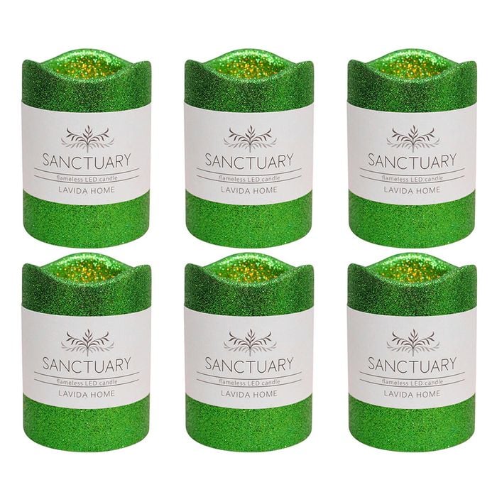 6PK LVD Flameless Candle Small Green Decorative Home/Lounge Decor