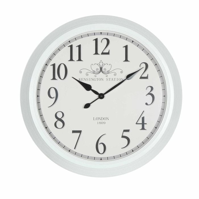 P&P White Metal 60cm Kensington Station Wall Clock