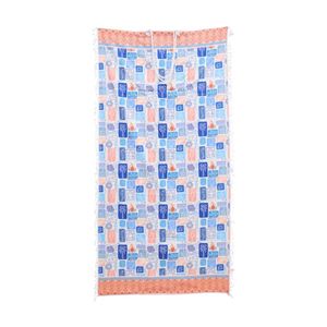 LVD 2-in-1 Blue/range Summer Tiles Microfibre Beach Towel & Bag 90x180cm