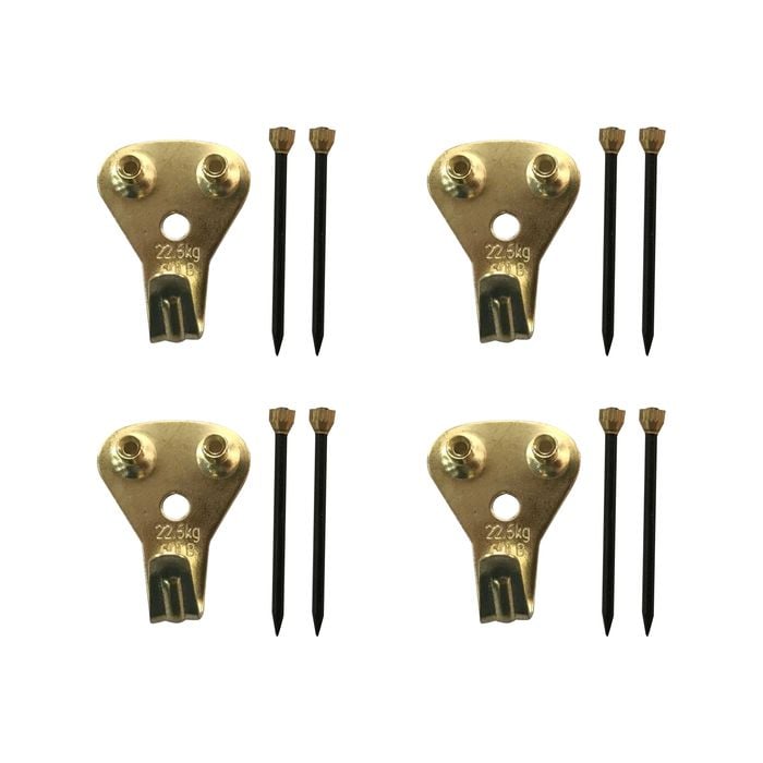 Everhang 25kg Brass Plated Heavy-Duty Picture Hanging Angle Drive - 4 Pack