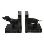 LVD 2pc Daschound Dog 30x15cm Bookend Resin Book Holder - Black