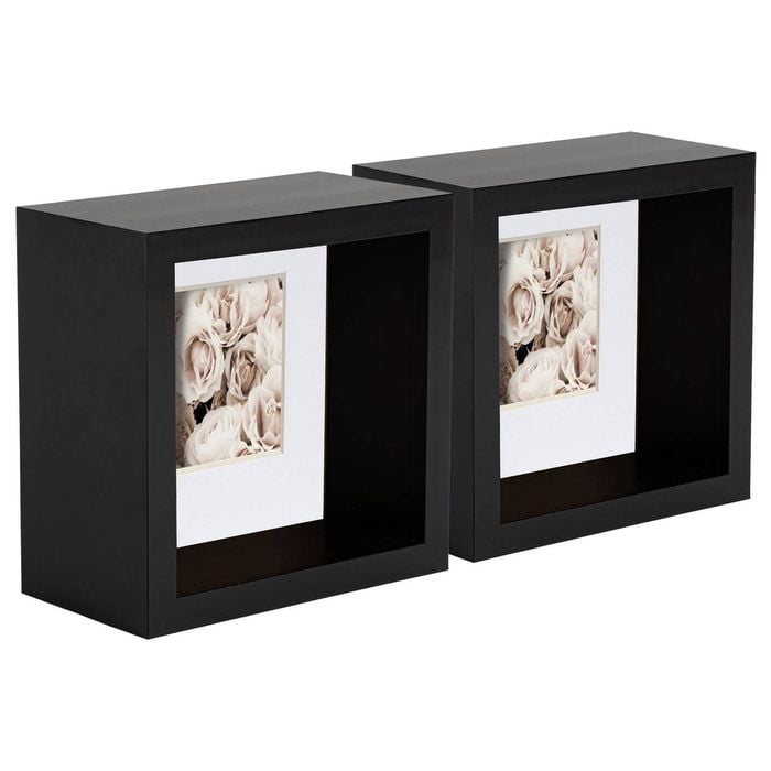 Nicola Spring 2 Piece 4 X 4 3d Shadow Deep Box Photo Frame Set - Craft Display Picture Frame With 2 X 2 Mount