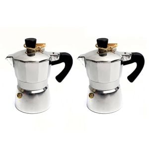 2PK Coffee Culture Aluminium 1-Cup Espresso Stovetop Coffee Maker Brew Pot Slvr