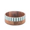 Ladelle Panama Stripe Wooden Salad Serving Bowl Handcrafted Multi-Purpose