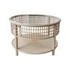 New Rustic 79.5cm Bamboo Round Coffee Table w/ Glass Top - Natural