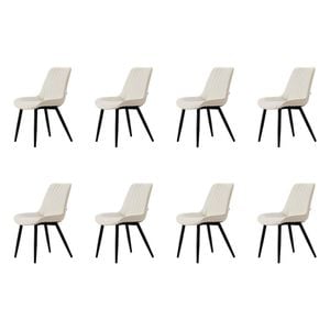 Familand Dining Chairs Set of 8 Padded Seat Kitchen Living Room Chair Leather in Cream