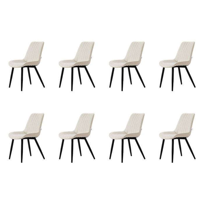 Familand Dining Chairs Set of 8 Padded Seat Kitchen Living Room Chair Leather in Cream