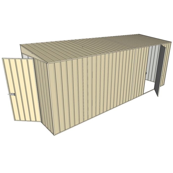 Build-a-Shed 1.5 x 5.2 x 2m Hinged Door Tunnel Shed With Hinged Side Door - Cream