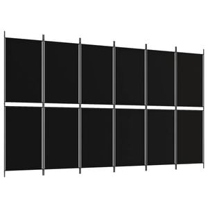 vidaXL 6-Panel Room Divider Black Fabric Privacy Screen Room Separator Folding