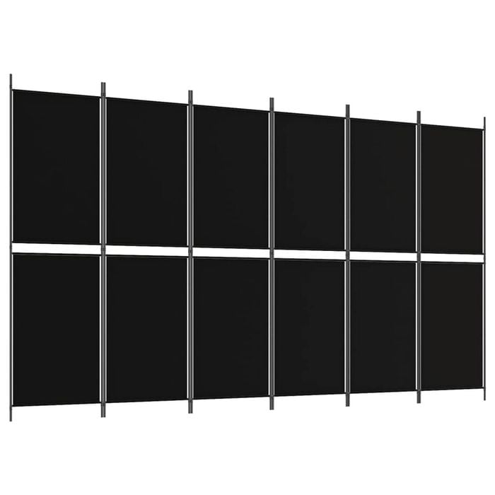 vidaXL 6-Panel Room Divider Black Fabric Privacy Screen Room Separator Folding
