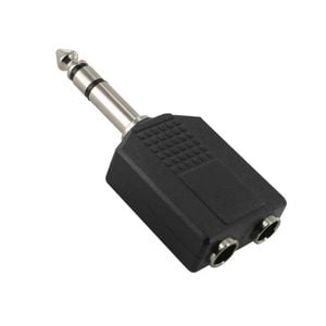 2x 6.35mm 1/4 inch Stereo Sockets to 6.35mm 1/4 inch Stereo Jack Y split Adaptor