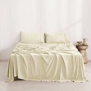 Dreamaker Superfine Washed Microfibre Sheet Set Natural Super King Bed