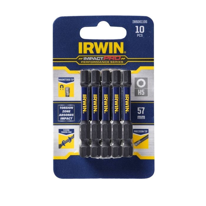 Irwin Impact Pro Performance 57mm Hex 5 - 10 Pack