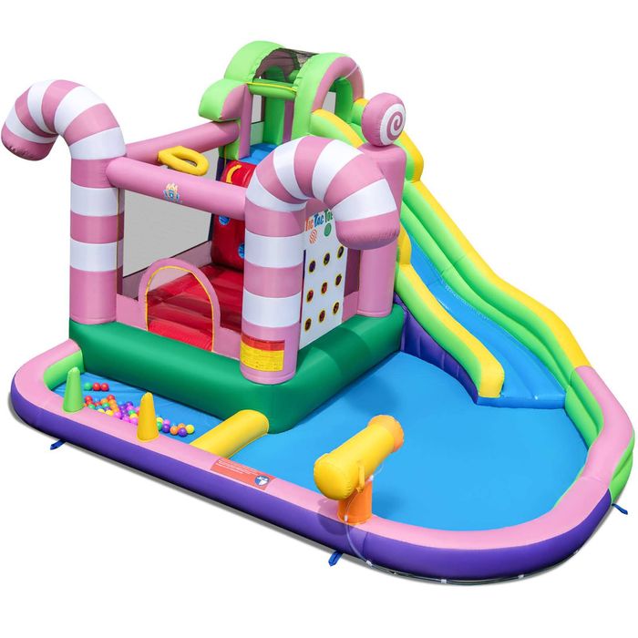 Costway 9-in-1 Sweet Candy Inflatable Water Park Splash Pool - No Blower