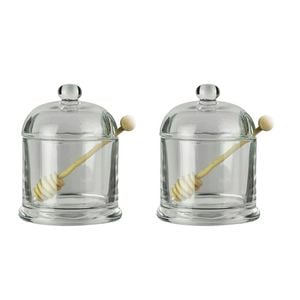 2PK NF Living Honey Jar Set With Lid Reusable 12.5x9.5cm Solid Clear