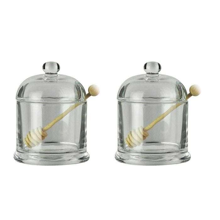 2PK NF Living Honey Jar Set With Lid Reusable 12.5x9.5cm Solid Clear