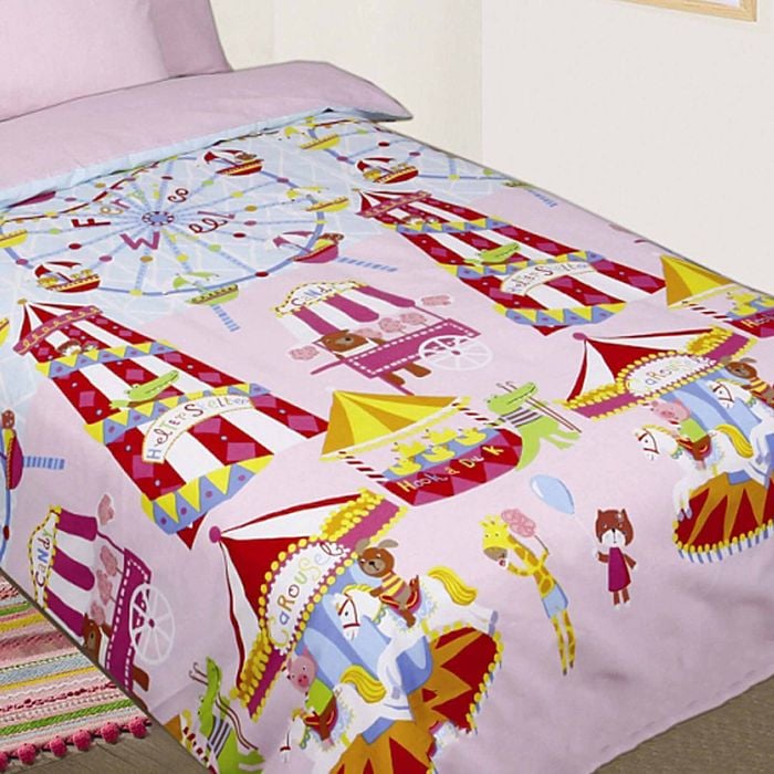 Happy Kids Glow in the Dark Quilt Cover Set Funfair Pink Single