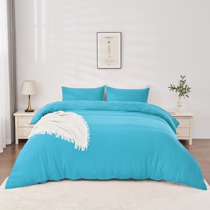 LINENOVA Pre Wash Microfibre Quilt Cover Set - Queen,Turquoise