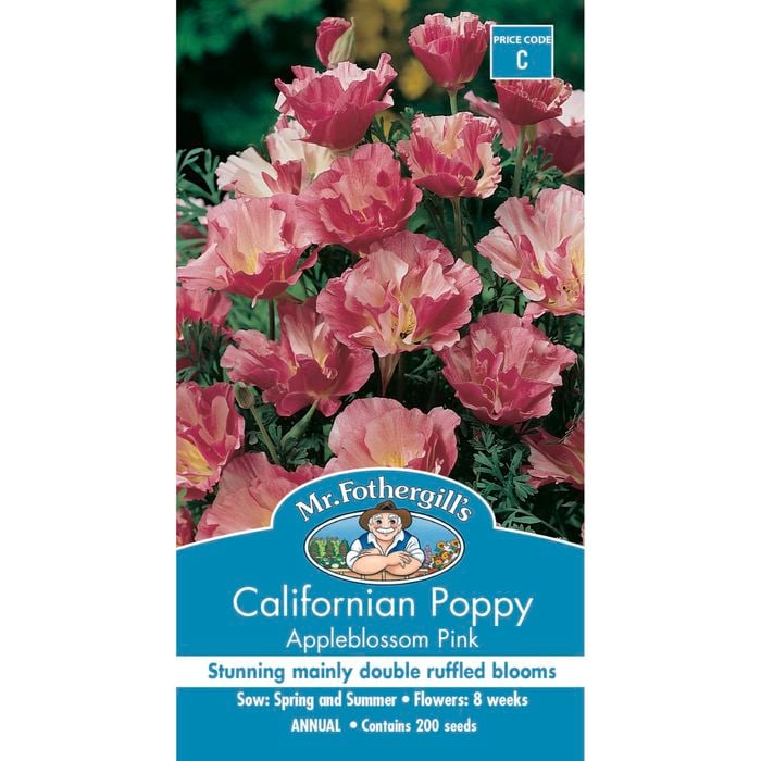 Mr Fothergill's Californian Poppy Appleblossom Pink Seeds