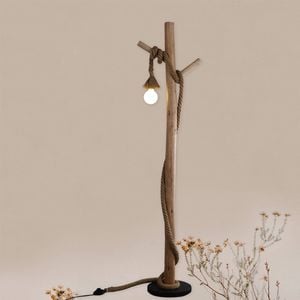 Luminea Birk Minimalist Wood Hanger Floor Lamp Light Natural