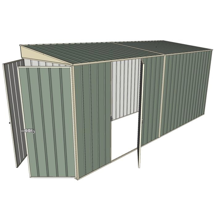 Build-a-Shed 1.5 x 4.5 x 2m Single Hinged Side Door Skillion Shed - Green