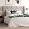 Camila Double Grey Upholstered Fabric Wing Bed Head