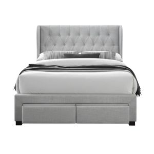 Chelsea Double Bed Frame Storage Drawer Stone Grey