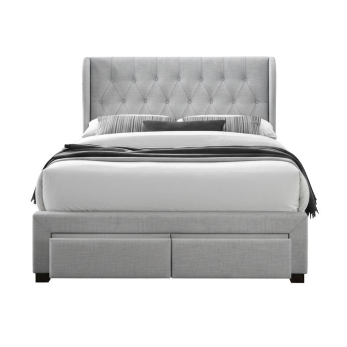 Chelsea Double Bed Frame Storage Drawer Stone Grey