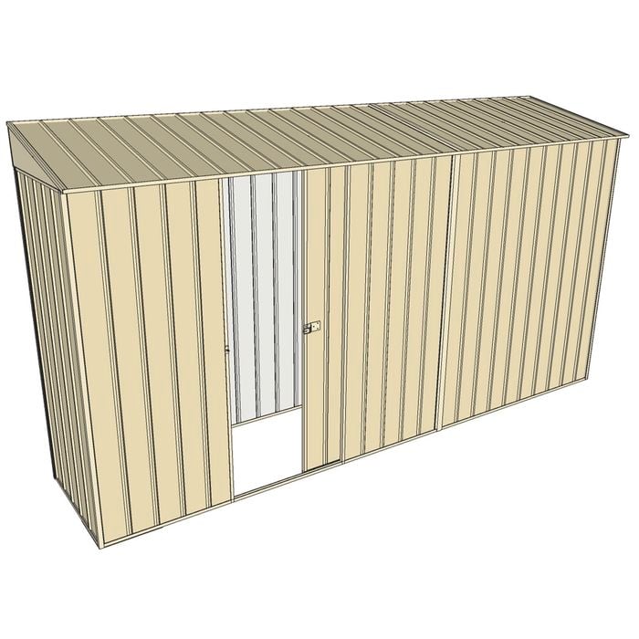 Build-a-Shed 0.8 x 3.7 x 2m Skillion Single Sliding Side Door Shed - Cream