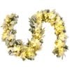 Costway 2.8m Snow Flocked Christmas Rattan Garland Battery Operated Xmas Decor