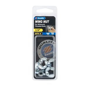 Zenith 1/4" Zinc Plated Wing Nuts - 6 Pack
