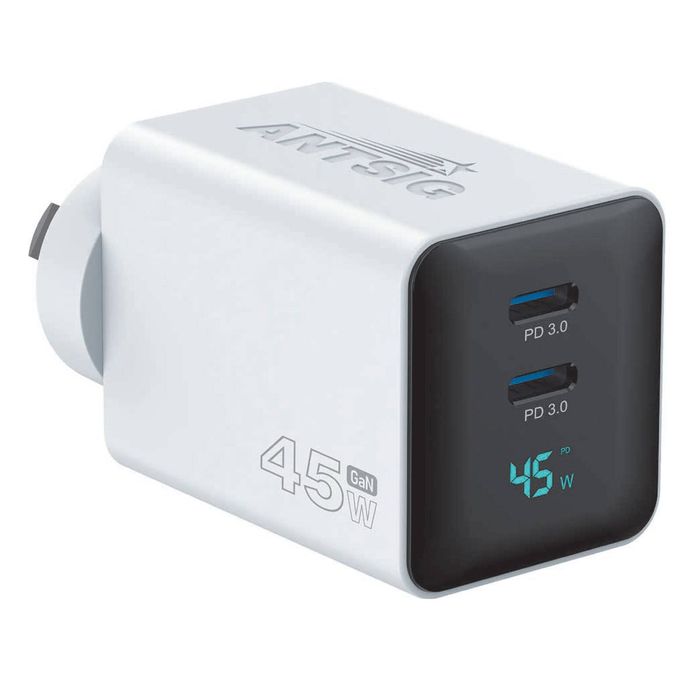 Antsig 45W Dual USB-C Wall Charger With Screen Display