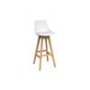 Olg Luna Bar Stool Oak Legs White Shell White Vinyl Seat Pad