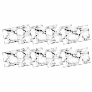 SOGA Peel & Stick Floor and Wall Tiles 30 x 60cm 10 Pack Black White Faux Marble