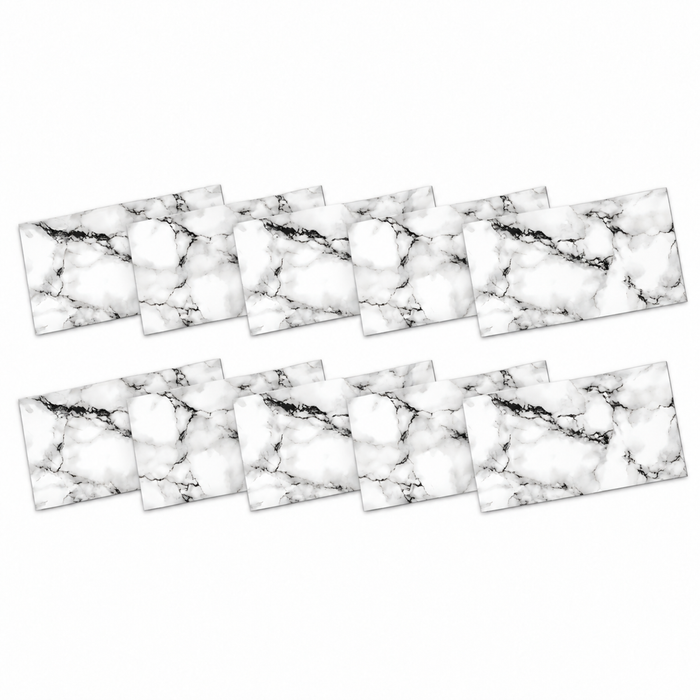 SOGA Peel & Stick Floor and Wall Tiles 30 x 60cm 10 Pack Black White Faux Marble