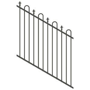 ProtectorAl 0350-1200W x 1200H Woodland Grey Loop & Spear Top Pool Fence Panel Raked 16-30º