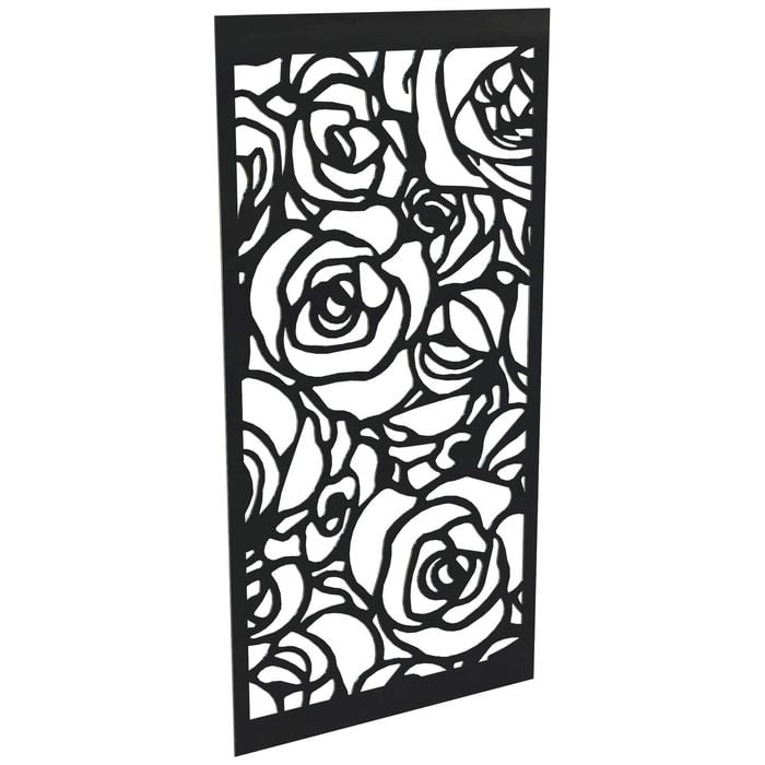 ProtectorAl 300-1200w x 1201-2400h Gloss Black/Satin Black Roses Unframed Composite Deco Panel