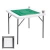 87cm Folding Mahjong Table 4-player Square Card Game Table with Green Tabletop