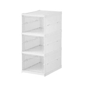 CARLA HOME 3-Tier Stackable Shoe Storage Box Organizer with Clear Door for Closet, Entryway or Cabinet