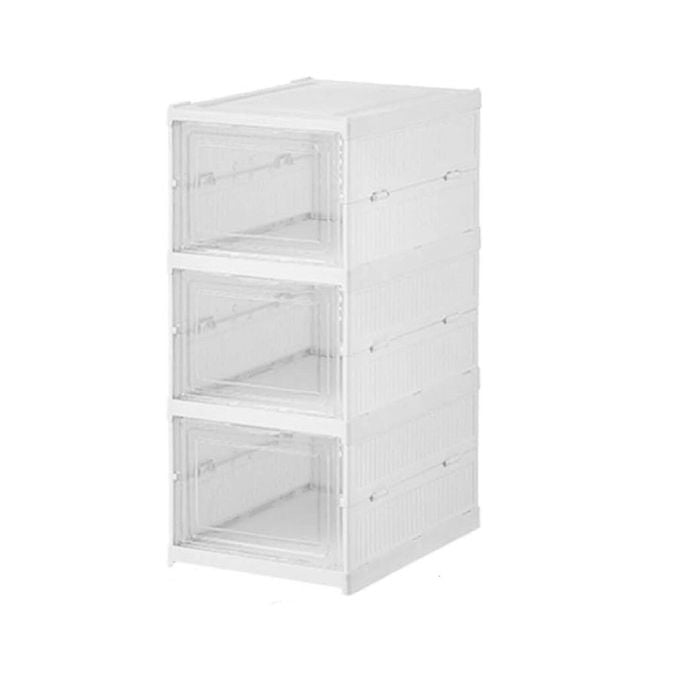 CARLA HOME 3-Tier Stackable Shoe Storage Box Organizer with Clear Door for Closet, Entryway or Cabinet