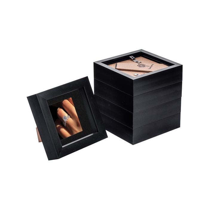 Nicola Spring 5 Piece 4 X 4 3d Shadow Box Photo Frame Set - Craft Display Picture Frame With 2 X 2 Mount - Black