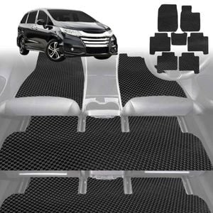 6D Diamond Car Floor Mats for Honda Odyssey 2014-2020 7 Seater ViL-Ultimate Set-Black-Outback GT