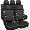 Catzon Car Seat Covers Full Set Shining Diamond Faux Leather Universal For Suvs Pickup-black