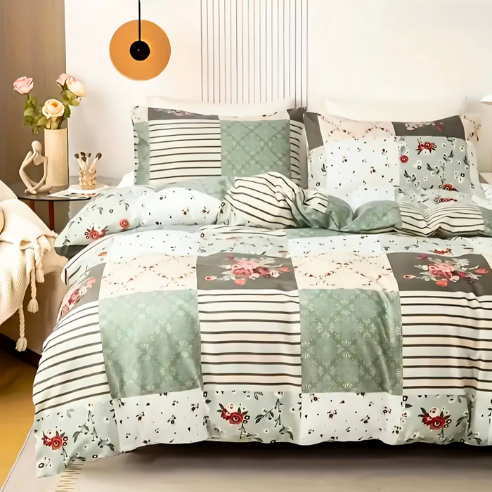 Dreamfields Super King Emerald Plaid Quilt Doona Duvet Cover Set