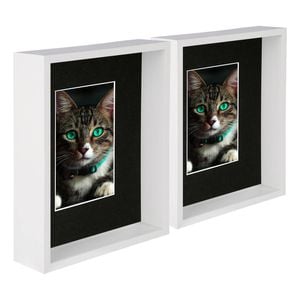 Nicola Spring 8" X 10" White 3d Deep Box Photo Frames - 4" X 6" Mount - Black - Pack Of 5