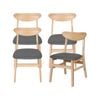 Levede 4x Dining Chair Kitchen Table Chair Natural Wood Linen Fabric Cafe Lounge