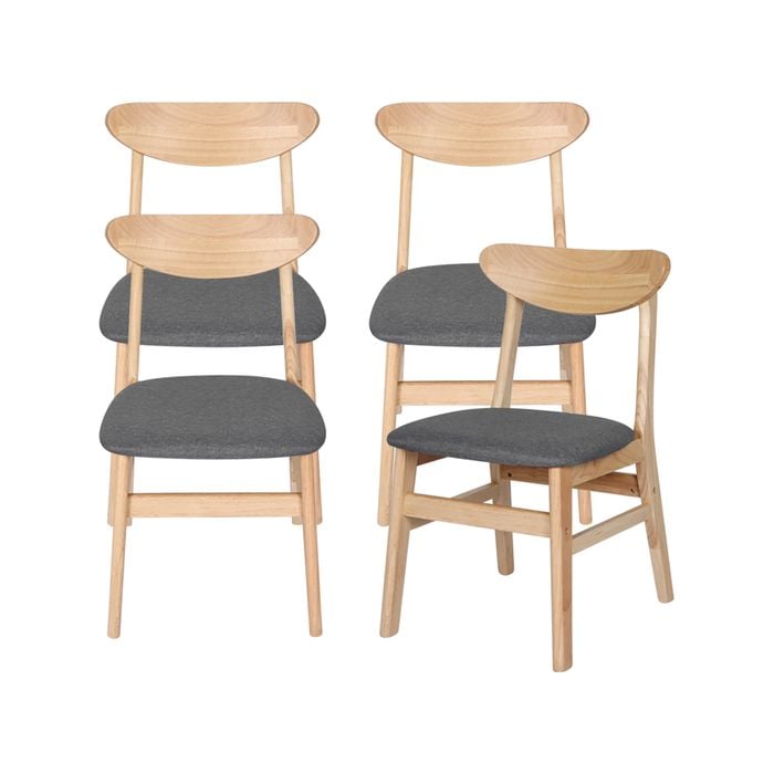 Levede 4x Dining Chair Kitchen Table Chair Natural Wood Linen Fabric Cafe Lounge